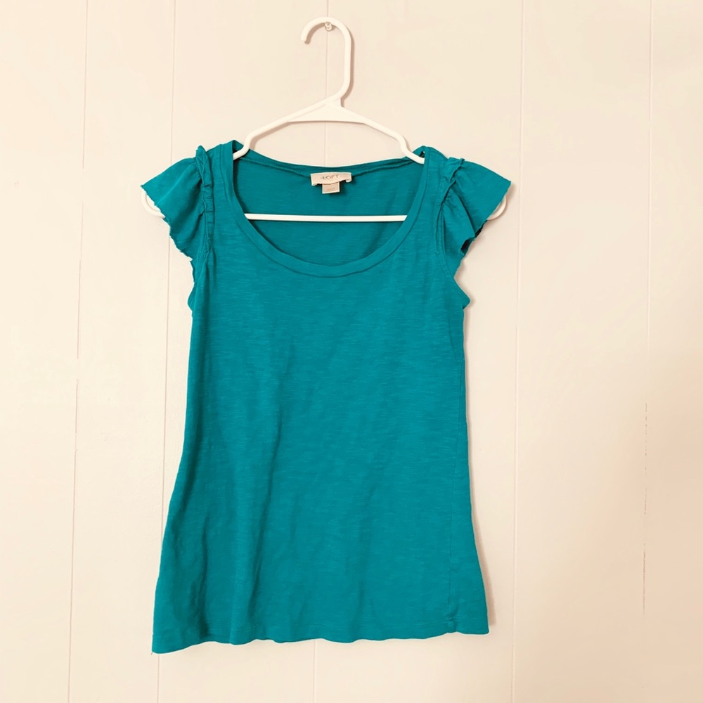 LOFT | petite blue/green blouse